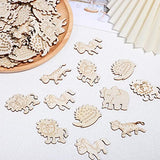 Wooden Craft Shapes 100pcs Wooden Animal Cutouts Unfinished Animal Pieces Mini Wood Animal Embellishments DIY Craft Wild Forest Animal Slices Wood ABOOFAN