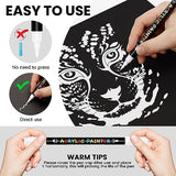 Tesquio Black and White Paint Marker, 8 Pack Dual Tip Acrylic Paint Pens with Medium Tip and Brush Tip, Ideal for Wood, Rock Painting, Canvas, Stone, Tesquio