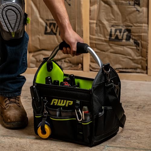 AWP 12 Inch Pro Tool Tote with Rotating Handle for Easy Tool Access, Water-Resistant Construction AWP