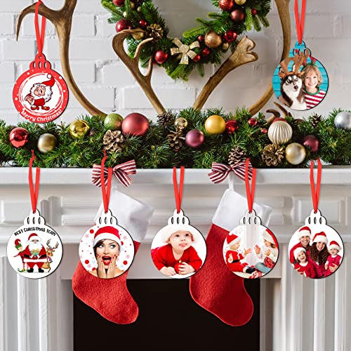 30 Pieces Sublimation Ornament Blank Sublimation Double Sided Blanks Christmas Ornament Blank Personalized Sublimation Blank Pendants DIY Sublimation Blulu