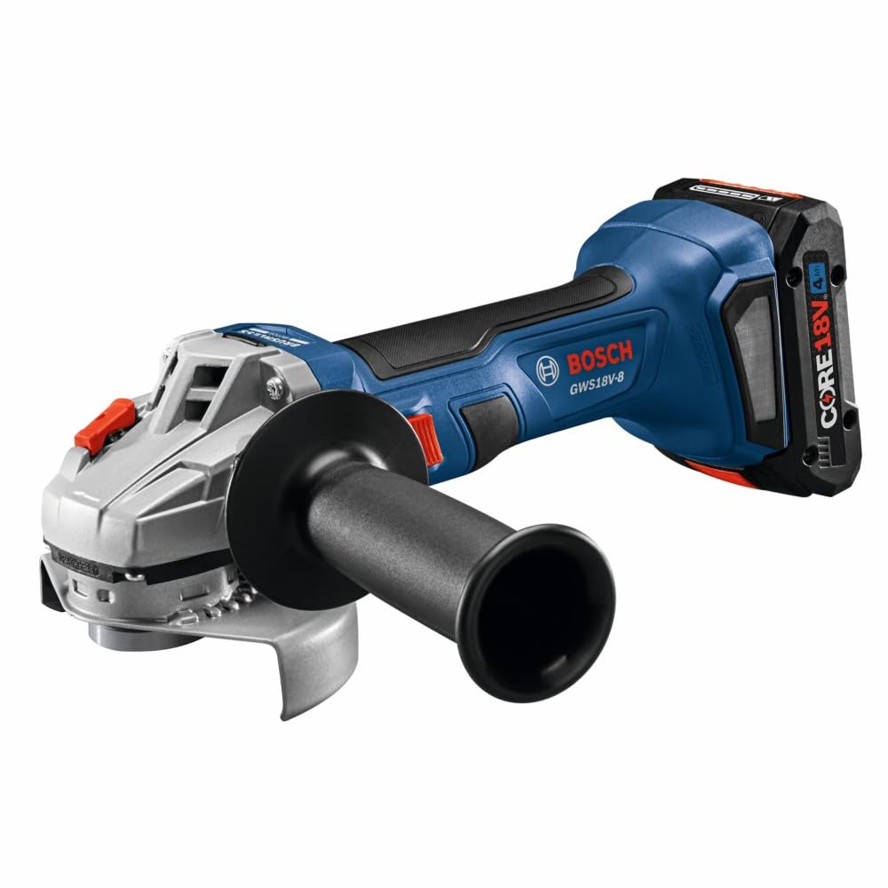 BOSCH GWS18V-8B15 18V Brushless 4-1/2 In. Angle Grinder Kit with (1) CORE18V® 4 Ah Advanced Power Battery, Black - WoodArtSupply