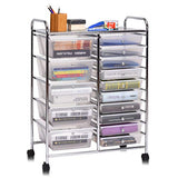 Giantex 15 Drawer Rolling Storage Cart Tools Scrapbook Paper Office School Organizer, Clear Giantex