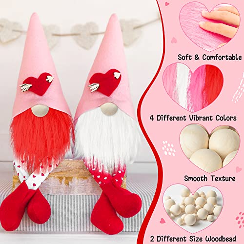 6 Pcs Pre-Cut Gnome Beard 6 Colors Faux Fur Gnome Beards with 6 Pcs Wood  Ball Nose for DIY Handmade Christmas Gnomes 
