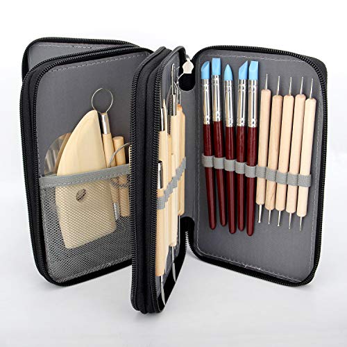 Blisstime Set of 42 Clay Sculpting Tool Wooden Handle Pottery Carving Tool Kit Blisstime
