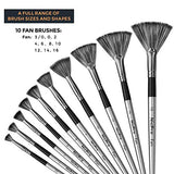 Nicpro Fan Paint Brushes 10 PCS Artist Painting Brush Set Soft Anti-Shedding Nylon Hair Wood Short Handle for Acrylic Watercolor Oil Painting Nicpro