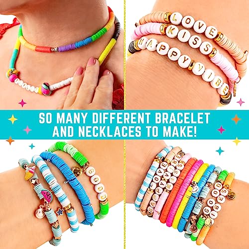 GirlZone Good Vibes DIY Jewelry Kit, Girls Jewelry Making Kit with Fun Beads, Girls' Jewelry Tools and Clay to Make Charms, Great Charm Bracelet Kit GirlZone