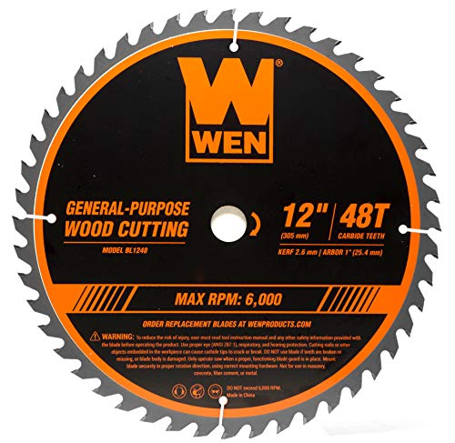 WEN BL1248 12-Inch 48-Tooth Carbide-Tipped Professional Woodworking Saw Blade for Miter Saws and Table Saws,Silver WEN