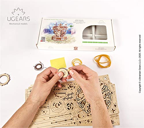 UGEARS Carousel Wooden Mechanical 3D Model Self-Assembling Craft DIY Kit Adult and Teens Puzzle Gift UGEARS