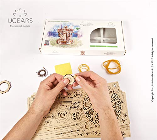 UGEARS Carousel Wooden Mechanical 3D Model Self-Assembling Craft DIY Kit Adult and Teens Puzzle Gift