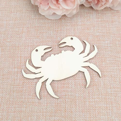 Creaides 20pcs Crab Wood DIY Crafts Cutouts Wooden Crab Shaped Hanging Ornaments with Jute Twines Gift Tags for DIY Projects Sea Animals Themed Party