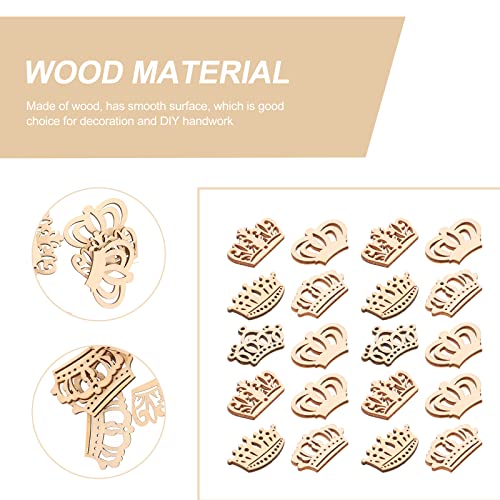 Amosfun 50PCS Wooden Pieces Crown Shape Wooden Pieces Hollow Out Wood Cutouts DIY Art Craft Embellishments Ornaments Amosfun
