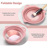Foldable Silicone Makeup Brush Cleaner Bowl - Etercycle Portable Cleaning Tool for Brushes, Powder Puffs, and Sponges (Pink) Etercycle
