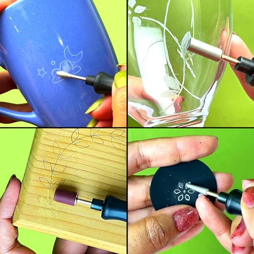 The Original Easy Etcher - Engraving Pen Complete Kit - Portable DIY Craft Electric Engraver & Stencils for Jewelry, Metal, Glass, Leather, Wood - Tidalpool