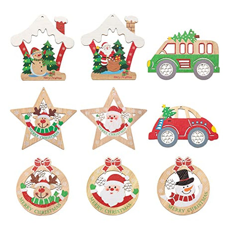 18Pcs Christmas Theme Wood Big Pendants Christmas Tree Hanging Tags Pendants Natural Wood Slices for Home Xmas Decor Wedding Supplies EEE ELECRELIVE