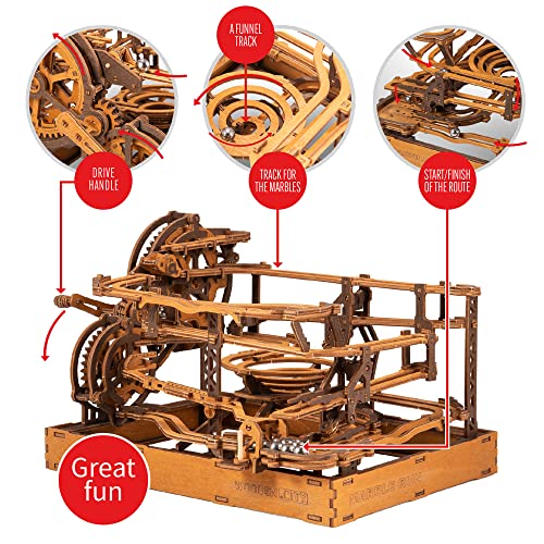WOODEN.CITY Wooden Marble Run Kit - Marble Run Wood Model Kits to Build for Adults - Marble Run Wooden 3D Puzzles for Adults - Wood Marble Run 3D WOODEN.CITY