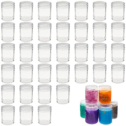 Juvale 35 Pack Plastic Canning Jars with Lids for Slime, Craft Storage, Beauty Products (1.2 oz) - WoodArtSupply