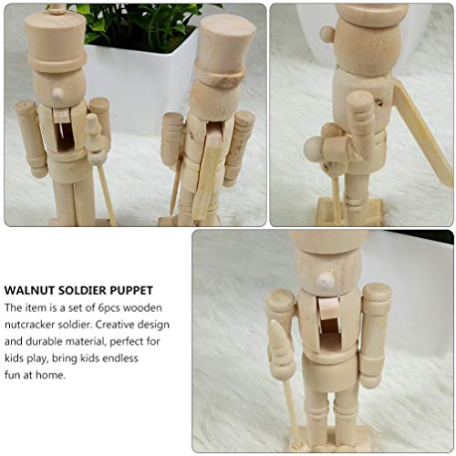 SEWACC 3 Pcs Christmas Nutcracker Wooden Nutcracker Ornaments Christmas Decoration Unfinished Nutcracker Figurines Puppet (Random Pattern)