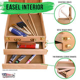 U.S. Art Supply Grand Cayman Extra Large 2 Drawer Adjustable Wood Table Sketchbox Easel, Paint Palette, Premium Beechwood - Portable Wooden Artist U.S. Art Supply