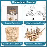 RoWood Vintage Wooden Watercraft Model Kit - 3D Ship Puzzle for Adults RoWood