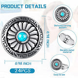 Janinka 24 Pcs Faux Turquoise Round Conchos Sunflower Decorative Buckle Metal Sunflower Buttons Screw Back Buttons for DIY Craft Leather Belt, Silver Janinka