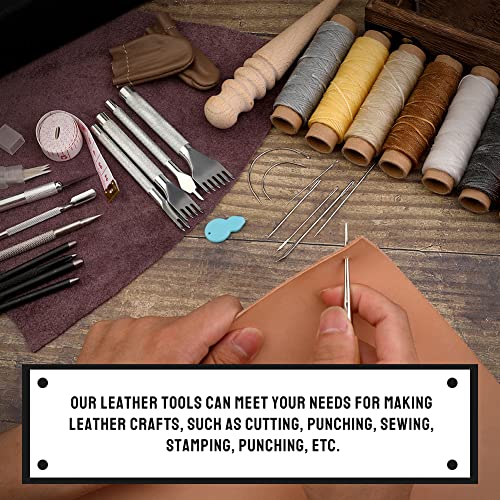 TLKKUE Leather Craft Tools Leather Working Tools Kit with Custom Storage  Bag Leather Carving Tools Leather Craft Making for Cutting Punching Sewing