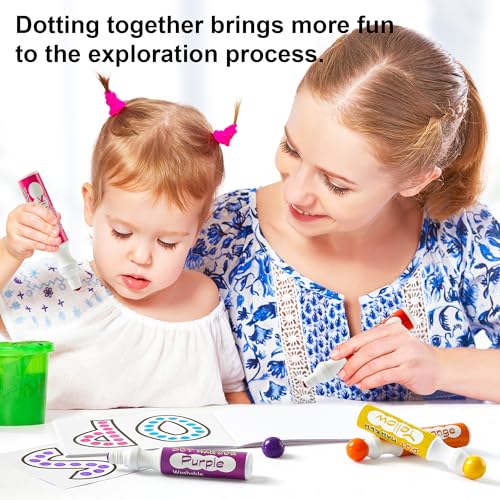 Shuttle Art Dot Markers, 14 Colors Bingo Daubers with 135 Patterns, 5 Activity Books, Educational Set with Art Activities,Non-Toxic Washable Coloring