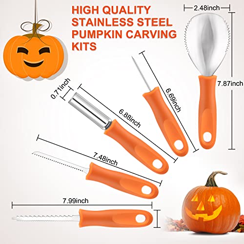 CHRYZTAL Pumpkin Carving Kit Tools Halloween, 13PCS Professional Heavy Duty Carving Set, Stainless Steel Double-side Sculpting Tool Carving Kit for