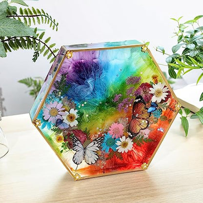 LET'S RESIN Large Resin Molds,Resin Flower Preservation Molds with Hexagon Square Large Epoxy Molds,Cube Sphere Pyramid Regular Silicone Molds for