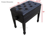 CPS Imports Genuine Leather Adjustable Artist Piano Bench Stool in Ebony with Music Storage CPS Imports