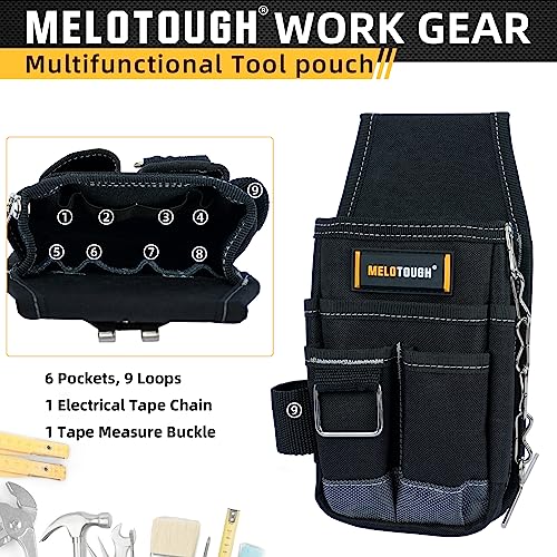 MELOTOUGH Pocket Tool Pouch Tool Belt Pouches with Belt Clip Utility Mini Tool Organizer Pouch for Electrician,Carpenter,Construction,Technician MELOTOUGH
