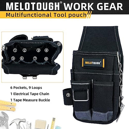 MELOTOUGH Pocket Tool Pouch Tool Belt Pouches with Belt Clip Utility Mini Tool Organizer Pouch for Electrician,Carpenter,Construction,Technician - WoodArtSupply