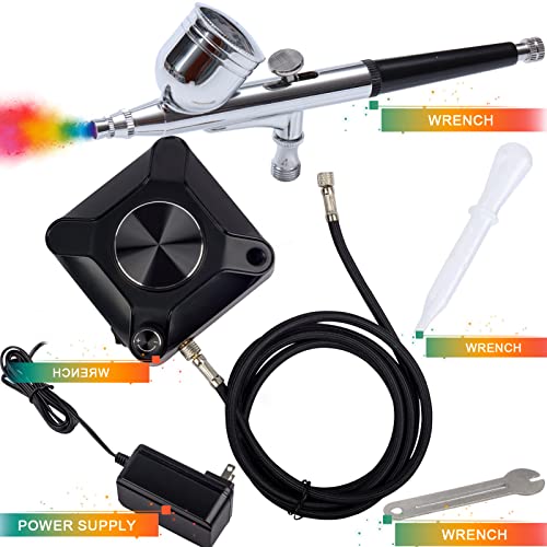 Orcair Powerful 40PSI Adjustable output Airbrush Kit,Dual Action Multi-Function Air Brush Compressor Set For Painting Make Up Decoration Art Craft Orcair