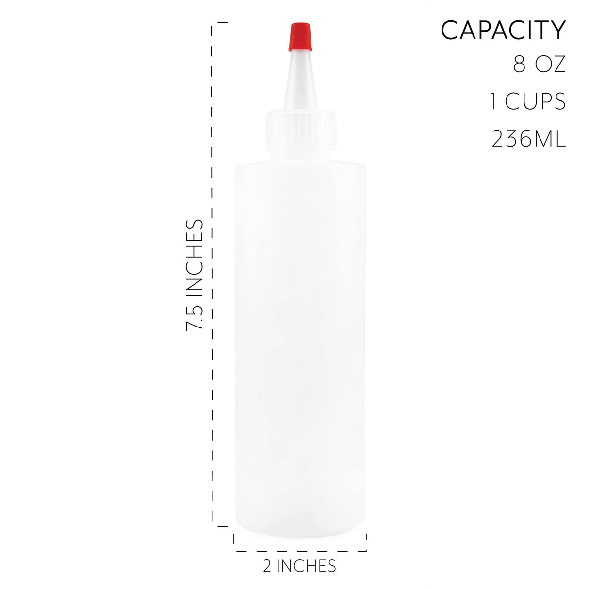 Cornucopia 8oz HDPE Plastic Squeeze Bottles w/Yorker Tips (6-Pack), Empty Refillable Bottles for Arts, Crafts & Kitchen (6 Pack) Cornucopia Brands