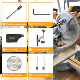 Hoteche 10-Inch Miter Saw 15A Sliding Compound Single Bevel Chop Saw with Laser Guide and TCT Saw Blade for Wood and Metal Working Hoteche