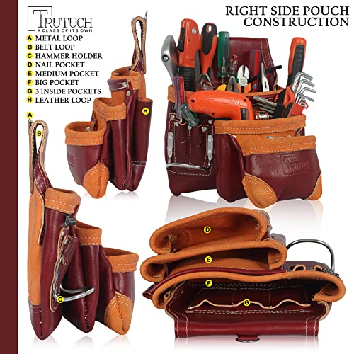 TRUTUCH Grain Leather 18 Pockets | Tool Rig Set | Tool Pouch | Drywall Tool Belt | Carpenter Tool Bag | Leather Tool Belts for Men | Construction | TRUTUCH