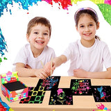 RMJOY Scratch Art Mini Notes: 160 Holographic Rainbow Scratch Paper Magic Craft Card DIY Kit Supplies Party Favor Gift Toy for Kid Art Craft Bulk Set RMJOY