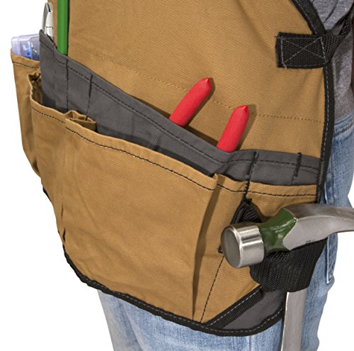 Dickies 16-Pocket Workshop Bib Apron, Durable Canvas Construction, Reinforced Edges, Adjustable Belt, Grey/Tan Dickies