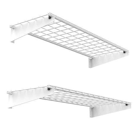 Wallmaster 2-Pack 15x45 Heavy Duty Garage Wall Shelving 45-inch-by-15-inch Wall Mount Garage Storage Rack Floating Shelves Max Load 400lb White Wallmaster