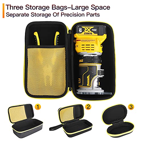 3 Pcs Hard Case,Case for DEWALT 20V Max XR Cordless Router, Brushless(DCW600B),Portable Carrying Storage Bag for Router Bits, Case Only AIKANG
