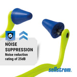 Sellstrom Reusable Banded Ear Plugs, Hearing Protection for Work, 25dB NRR, Hi-Viz Green/Blue, S23430, 1 Count (Pack of 1) Sellstrom