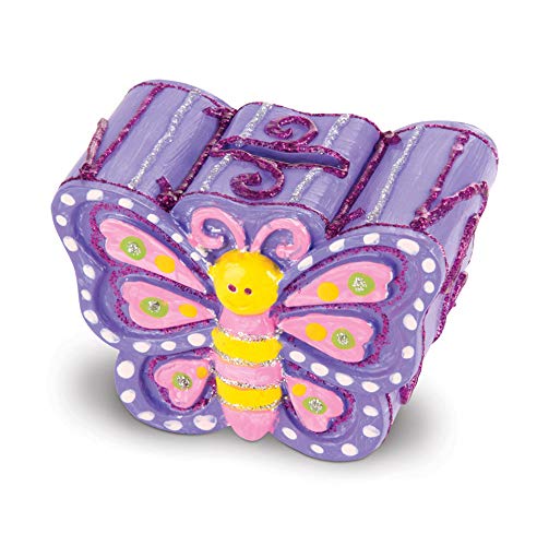 Melissa & Doug Created by Me! Favorite Things Craft Kits Set: Decorate-Your-Own Flower and Heart Treasure Boxes and Butterfly Bank - WoodArtSupply