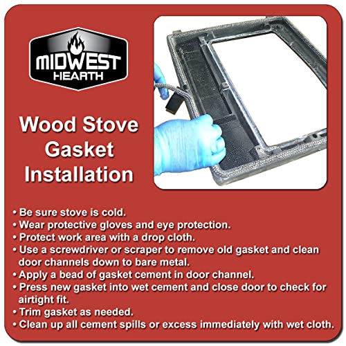 Midwest Hearth Wood Stove Replacement Gasket for Woodburning Stoves - Graphite Impregnated Fiberglass Gaskets (3/16" x 120" Rope) - WoodArtSupply