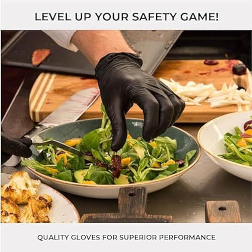 ForPro Disposable Nitrile Gloves, Chemical Resistant, Powder-Free, Latex-Free, Non-Sterile, Food Safe, 4 Mil, Black, Medium, 100-Count ForPro Professional Collection