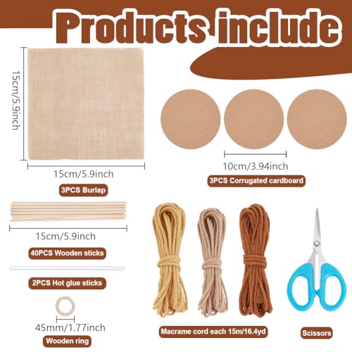 FREEBLOSS Macrame Basket Kit DIY Macrame Kit for Beginners Video Tutorials Basket Weaving Craft Adults Macrame Craft Kit for Gift FREEBLOSS