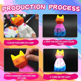 HAPMARS Paint Your Own Cat Lamp Kit 1pcs, DIY Geometric Cat Art Craft Painting Kits for Girls Boys, Girl Boy Crafts for Kid Age 4 5 6 7 8 9 10 11 HAPMARS