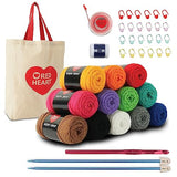 Red Heart Super Saver Soft Acrylic Yarn Beginners Stitchers Kit, with 12 Pack of 50g/1.7 oz. 4 Medium Worsted Yarn and Accessories for Knitting & Red Heart