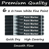 FLYMAX Black Acrylic Paint Pen, 6 Pack 0.7mm Acrylic Black Permanent Marker Black Paint Pen for Glass Ceramic Rock Leather Plastic Stone Metal Canvas FLYMAX