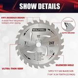 wesleydrill 12 Packs Circular Saw Blade Set, 7-1/4" x 24-Tooth, Carbon Steel, 5/8 Inch Arbor, DIY Cutting for Wood, Laminate, Wood Composites, wesleydrill