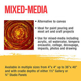 U.S. Art Supply 10" x 10" Birch Wood Paint Pouring Panel Boards, Studio 3/4" Deep Cradle (Pack of 4) - Artist Wooden Wall Canvases - Painting U.S. Art Supply