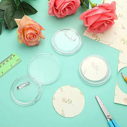 30 Pcs 2.36'' Pin Button Badge Acrylic Clear Pin Buttons Blank Badge Making Kit Acrylic Badge Maker for Craft DIY Kids' Paper Craft Activities etc - WoodArtSupply